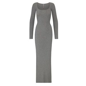 SKIMS Soft Lounge Long Sleeve Dress Heather Gray